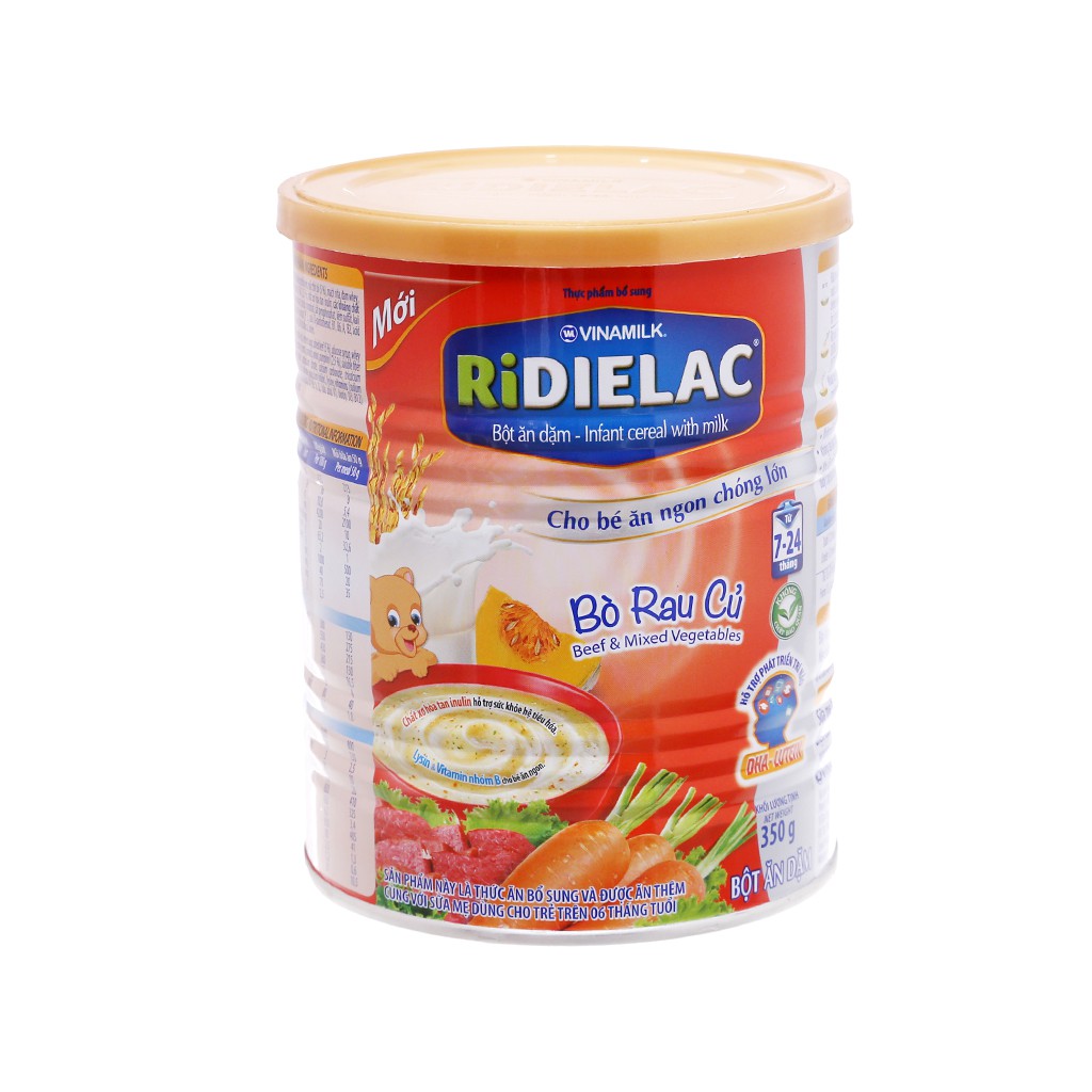 Bột ăn dặm Ridielac lon 350g - Bò rau củ 7 - 24 tháng