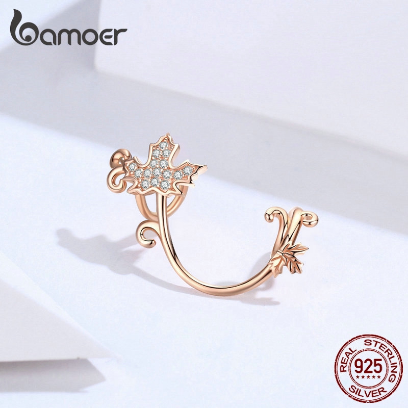 BAMOER Bông Tai  BạC 925 HìNh Lá Phong