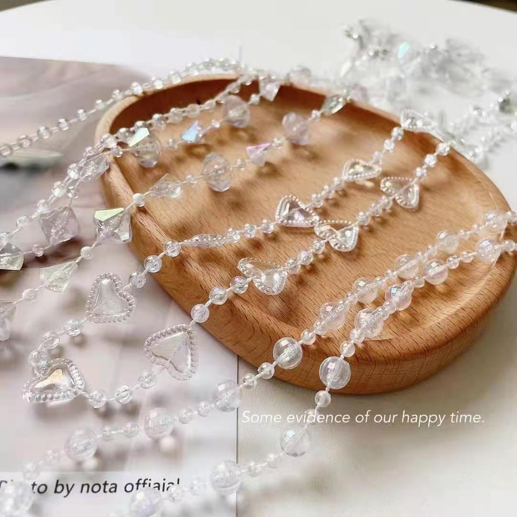Dây đeo khẩu trang/ mắt kính bằng acrylic trong suốt đính hạt xinh xắn phong cách Nhật Bản/ Hàn Quốc mới