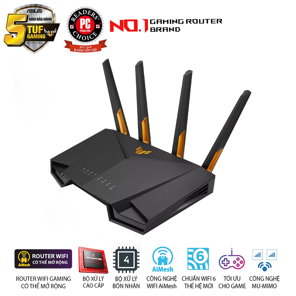 ASUS TUF GAMING AX4200  Wifi AX4200 2 băng tần, router WiFi gaming có thể mở rộng, USB 3.2