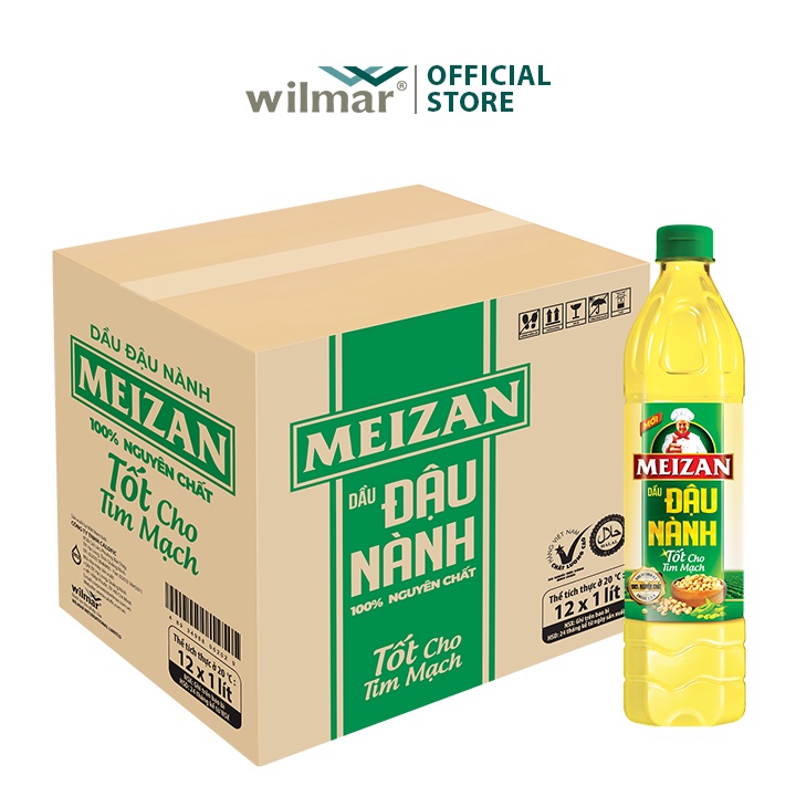 [Hỏa Tốc HCM] Thùng 12 chai Dầu đậu nành Meizan 1L date mới nhất