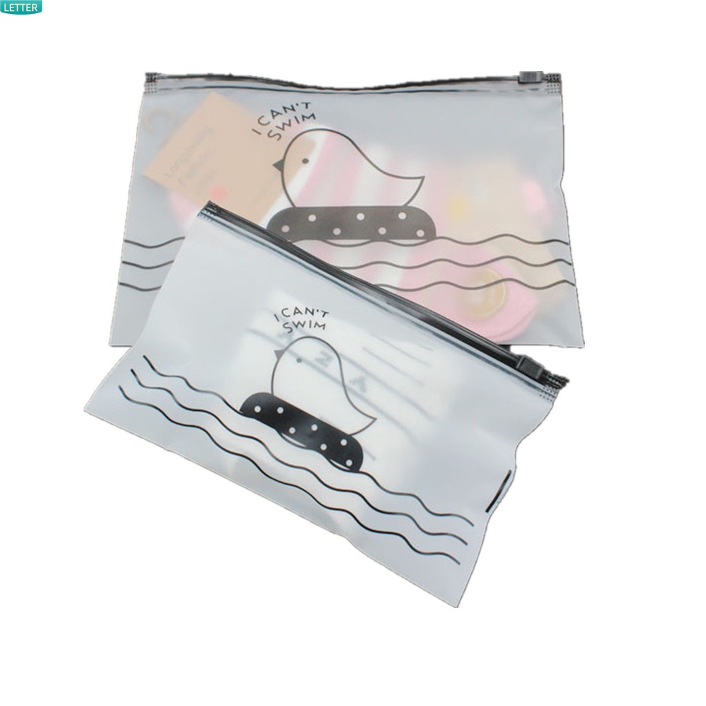 Túi Nhựa Đựng Quần Áo Chống Nước Có Khóa Kéo In Họa Tiết Gà/Chim Dễ Thương Mang Đi Du Lịch Tiện Dụng