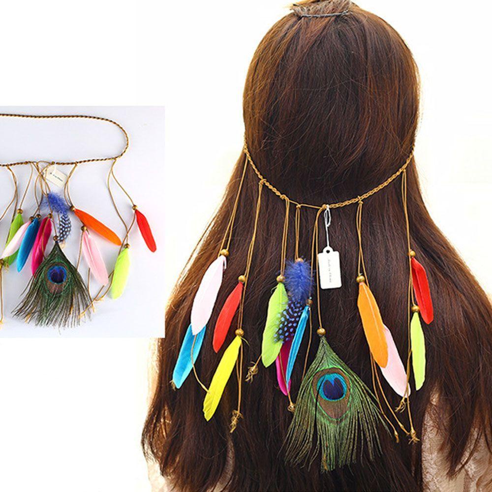 Băng Đô Cài Tóc NICKOLAS Đính Lông Vũ Phong Cách Boho Thời Trang Cho Nữ
