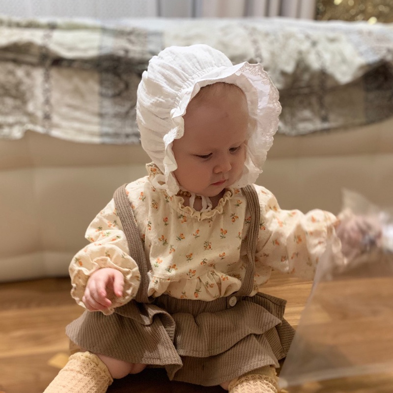 Mũ Ren Cotton Mềm Mại Chống Nắng Thời Trang Xuân Hè Cho Bé Gái Sơ Sinh