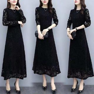 Đầm Ren Tay Dài Dáng Rộng Che Bụng Thời Trang Dành Cho Nữ mm200 Jin