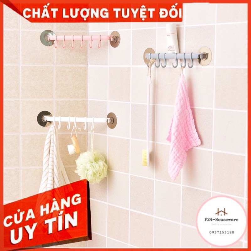 Thanh treo đồ dán tường,tủ quần áo, nhà bếp, có 6 móc chịu lực tiết kiệm diện tích (giao màu ngẫu nhiên)