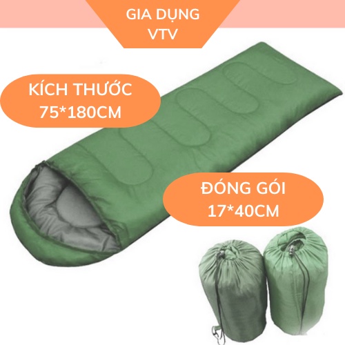 Túi ngủ văn phòng có khóa kéo hở đầu, Túi ngủ đi phượt đi du lịch căm trại xa chống thấm, chống muỗi Gia Dụng VTV