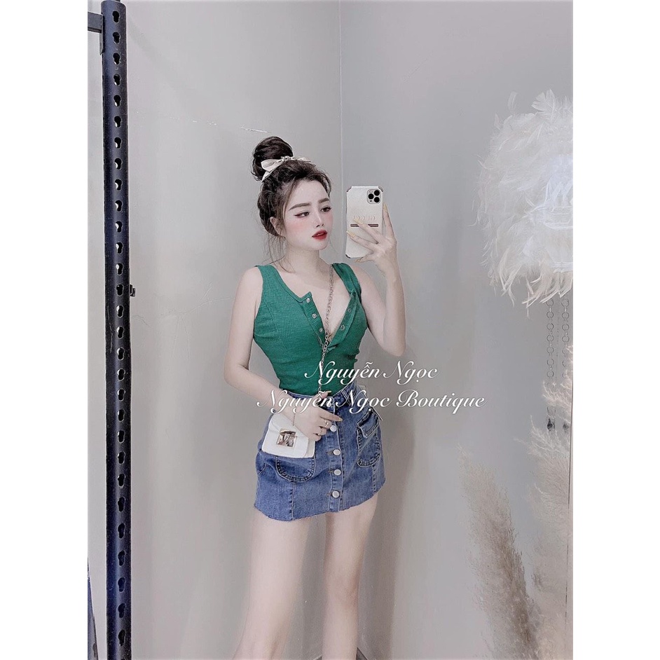 Áo ba lỗ sát nách trụ khuy nhiều màu