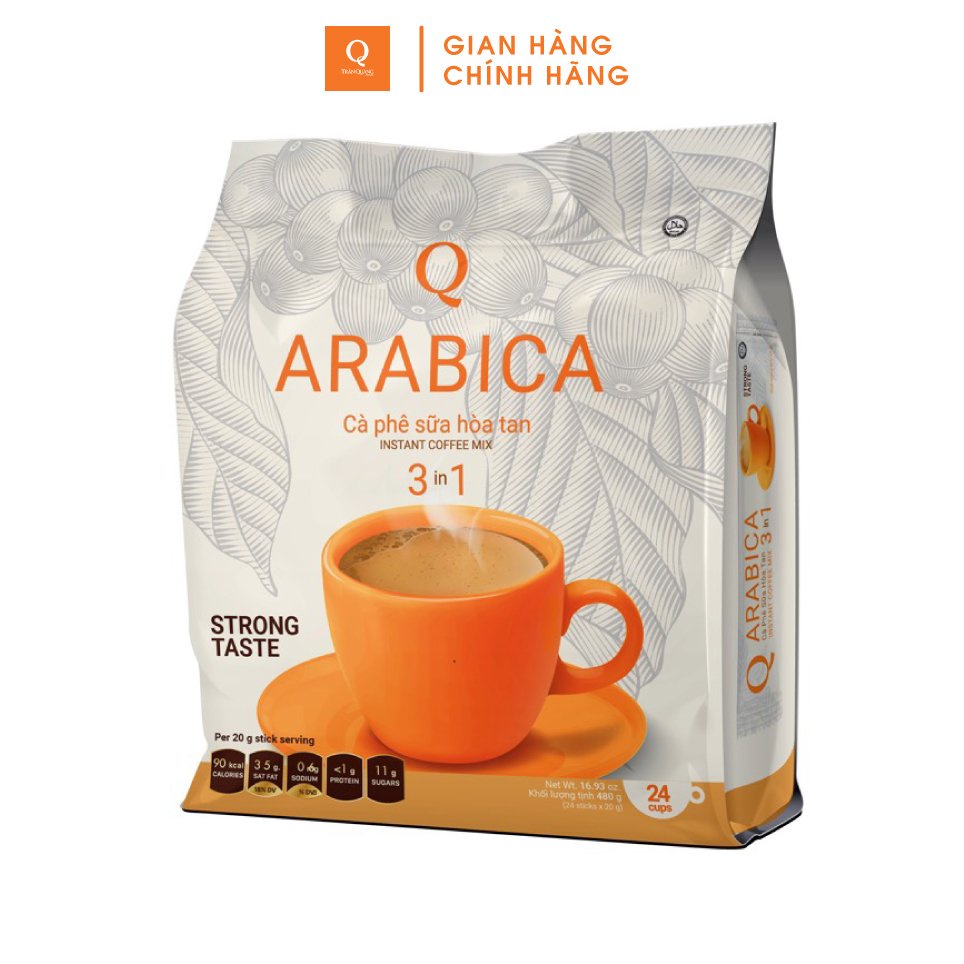 Cà phê Arabica sữa hòa tan 3in1 TRẦN QUANG uống liền 24 gói
