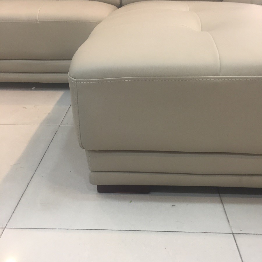 Ghế Sofa góc L 3 chỗ S712 bọc da màu xám nhạt