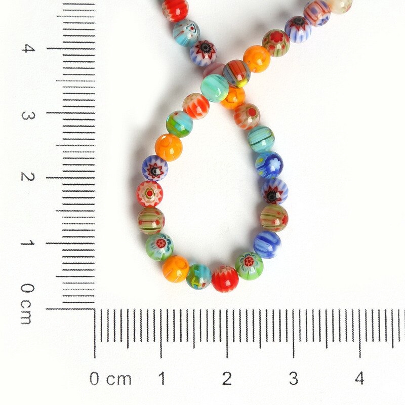 Chuỗi hạt thủy tinh tròn họa tiết hoa 4-10mm dành cho làm trang sức DIY