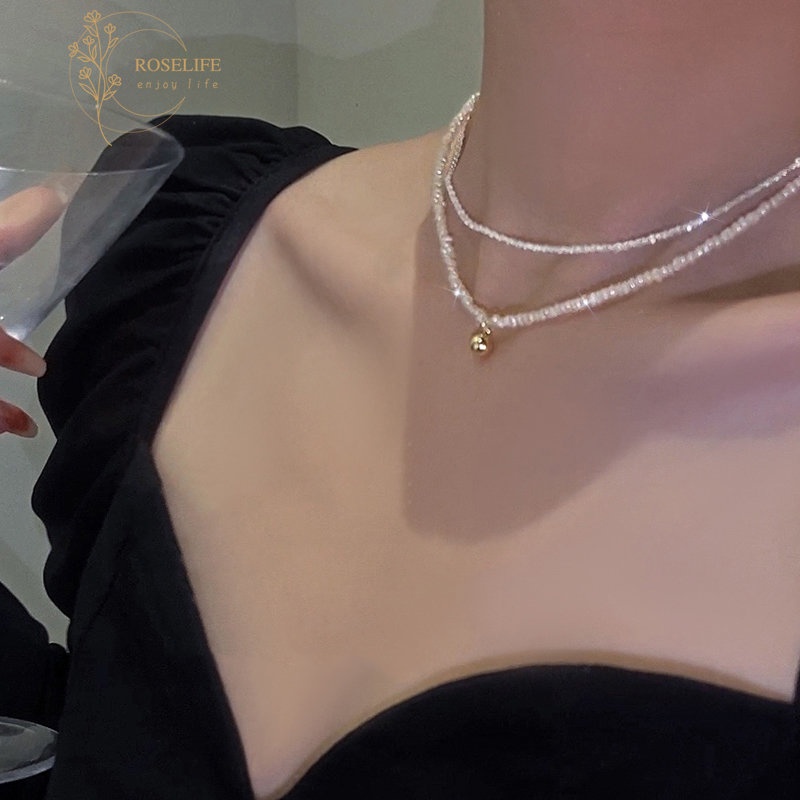 Vòng cổ Choker Ngắn Phối Hạt Ngọc Trai Cổ Điển Cho Nữ