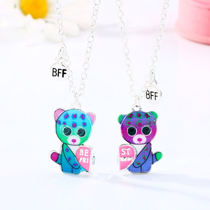 Flgo Set 2 Vòng Cổ Nam Châm Hình Trái Tim Hoạt Hình Sáng Tạo Quyến Rũ Cho Bé