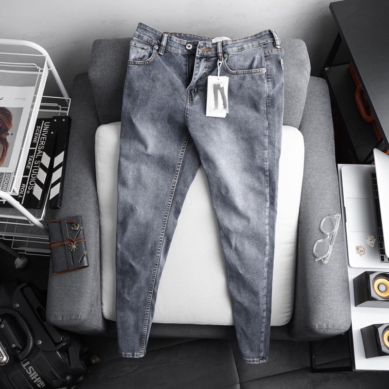 Quần jean nam cao cấp ống ôm slimfit-xanh rêu nhạt-jean co giản - Siêu rẻ