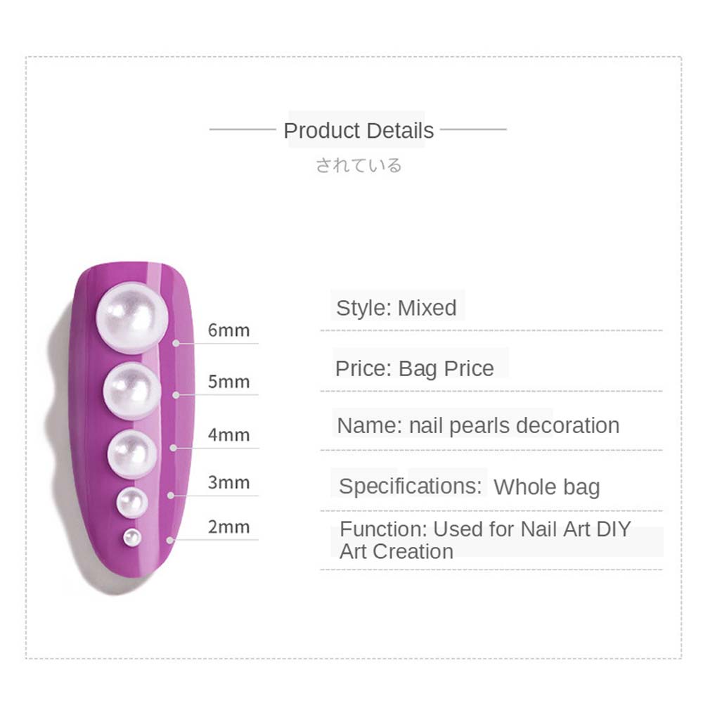 Hạt Ngọc Trai Giả Hình Bán Nguyệt 2Mm / 3Mm / 4Mm / 5Mm / 6Mm / 7Mm Dùng Trang Trí Móng Tay Nghệ Thuật Diy