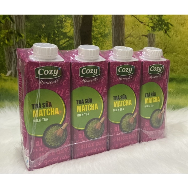1 lốc 4 hộp trà Cozy sữa matcha/sữa đào