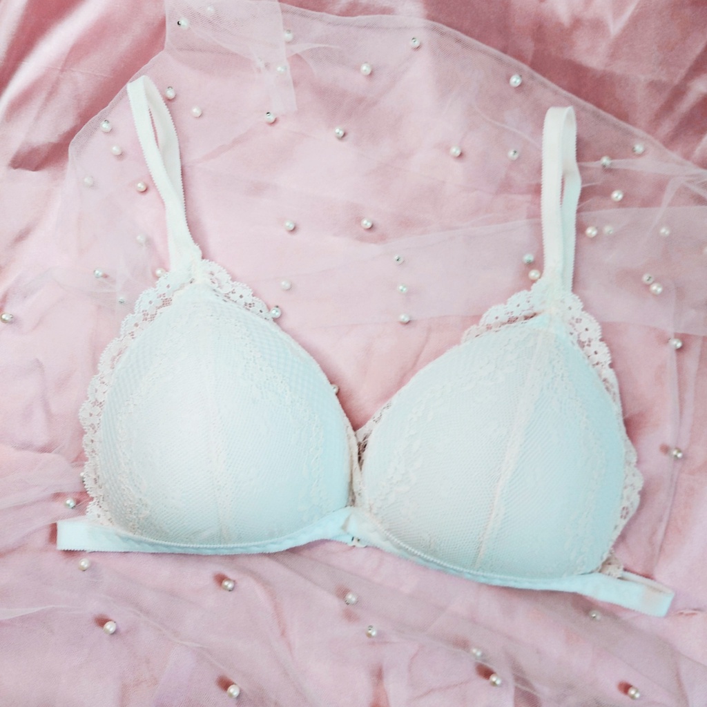 Bộ đồ lót nữ ren, bralette sexy không gọng mút mỏng Trắng (form lớn) SB02 [95's House]