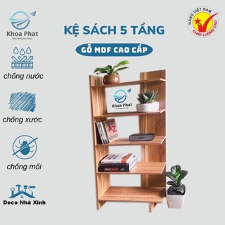 Kệ Sách Khoa Phát, Kệ Gỗ 5 Tầng, Kệ Góc Tường Gỗ Ép Công nghiệp Cao Cấp Bền Đẹp 5 Tầng NX