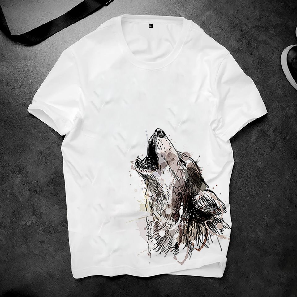 Áo thun unisex in sói phong cách độc lạ chất vải dày mịn 2019ts606