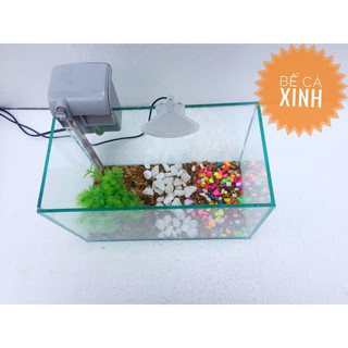 Combo bể cá mini +lọc thác nước ( Tặng thức ăn cho cá + sỏi )