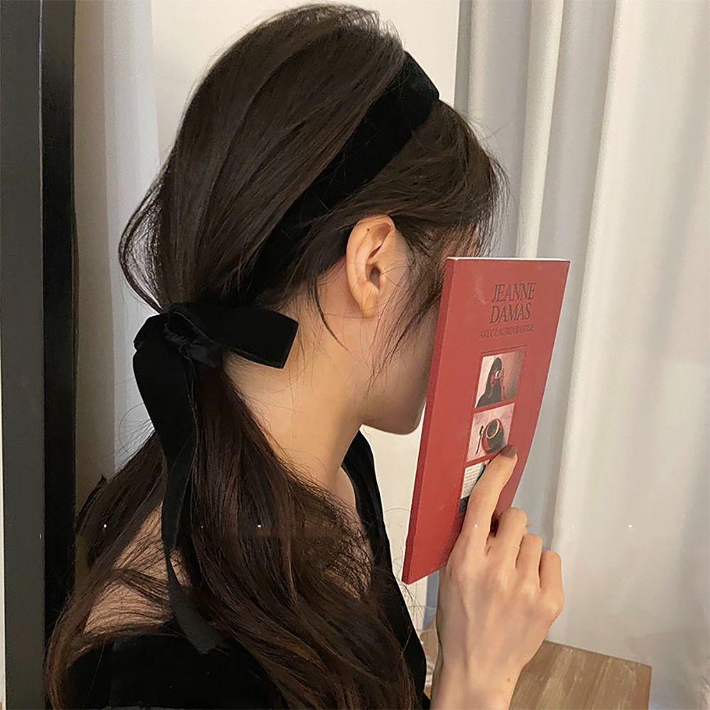 Dây Cột Tóc Ruy Băng Nhung Thắt Nơ Thanh Lịch Cho Nữ