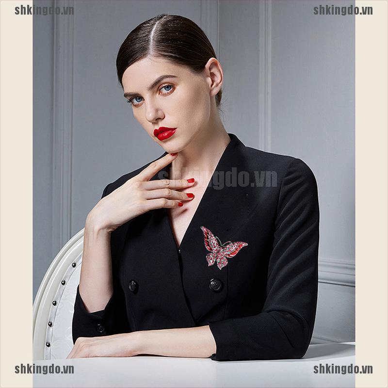 Ghim cài áo hình bướm đính đá giả thời trang cho nữ