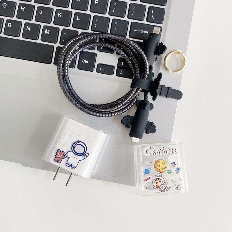 Dụng Cụ Bảo Vệ Dây Cáp Sạc Nhanh 18/20W Bằng Silicon Dạng Xoắn Hoạt Hình Cho iPhone 13 12