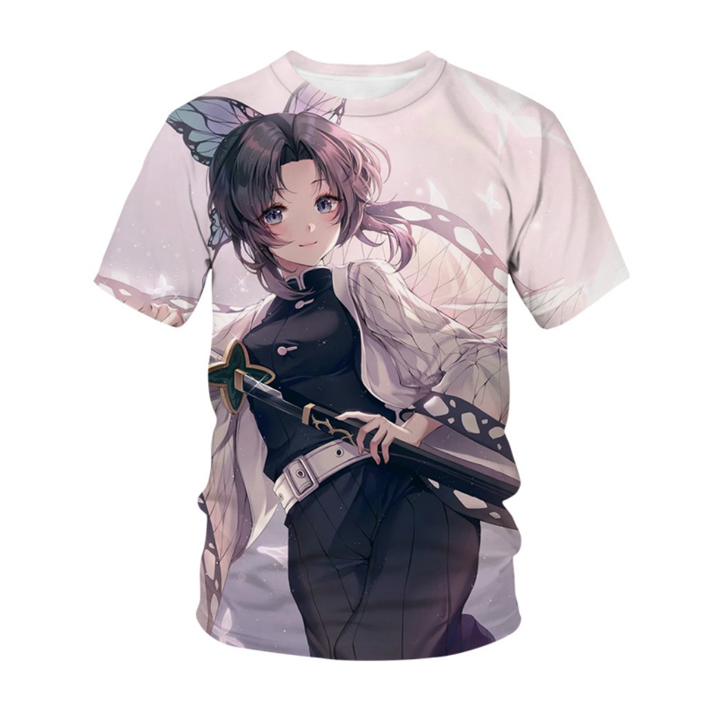 Áo Thun Tay Ngắn Dáng Rộng In Hình Tanjirou Nezuko Zenitsu Trong Demon Slayer Độc Đáo