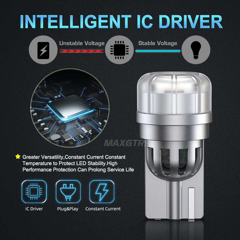 Set 2 đèn LED MAXGTRS T10 194 168 W5W 3020 chip trắng/ đỏ/ vàng thay thế cho đèn biển số DRL đọc sách bên trong xe hơi