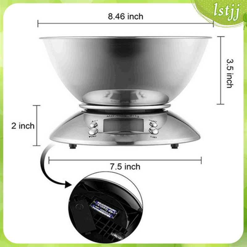 Digital Kitchen Scale, Electronic Powder Food Scale with Removable Bowl, for Cooking Baking, Room Temperature and Alarm Timer