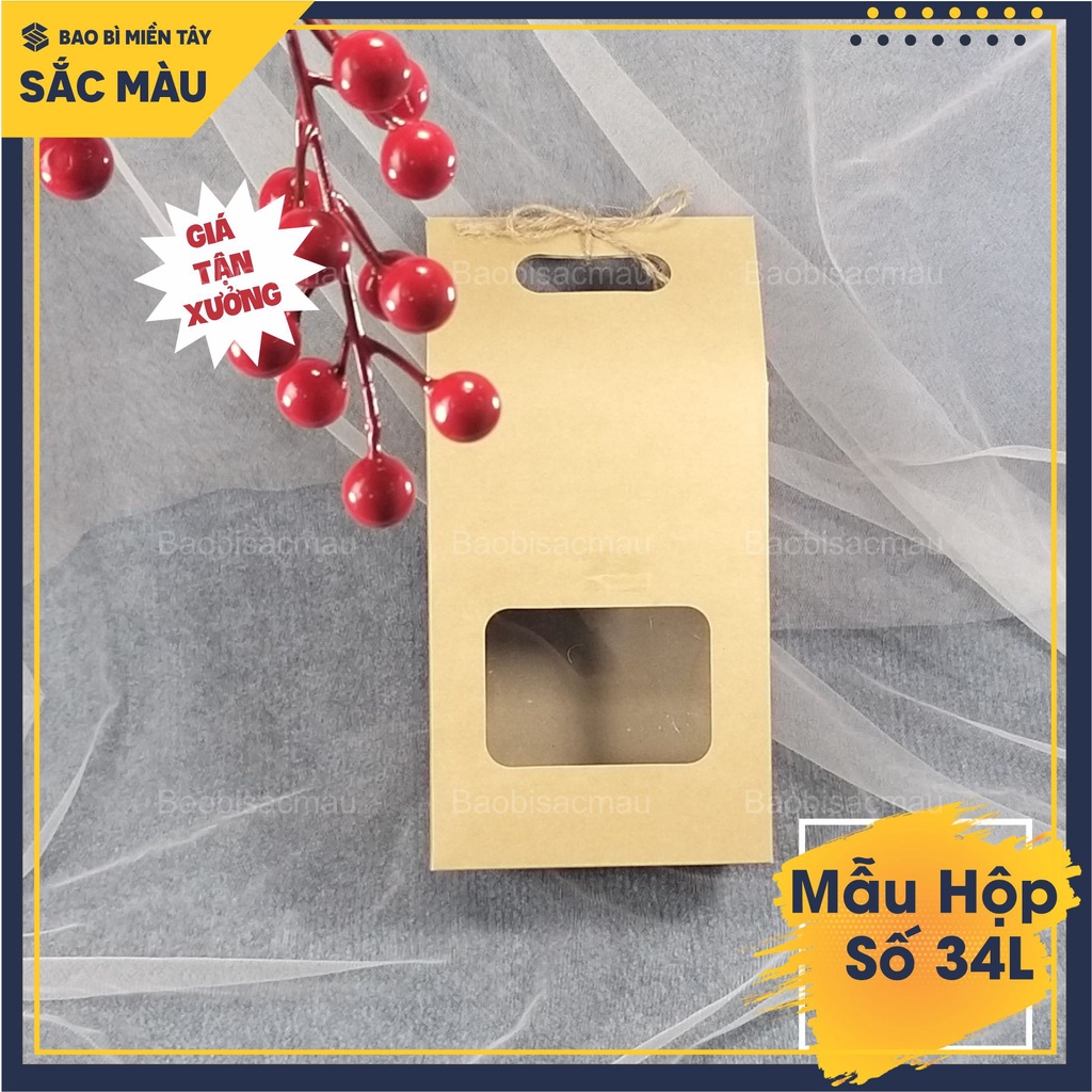 5 Hộp giấy kraft mặt kiếng nắp gấp đựng thực phẩm, bánh kẹo, quà tặng, các loại ngũ cốc, quà tặng... mẫu số 34