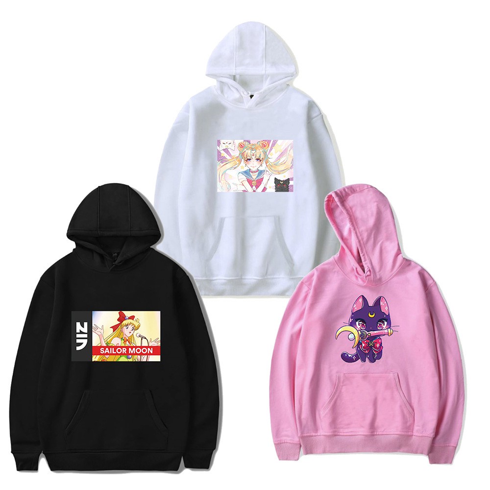 Sailor Moon Áo Hoodie Dáng Rộng Họa Tiết Thủy Thủ Mặt Trăng Xinh Xắn Theo Phong Cách Mùa Đông Hàn Quốc