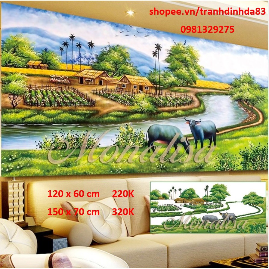 Tranh đính đá Hồn Quê y8095, y8096 (Tranh phong cảnh)