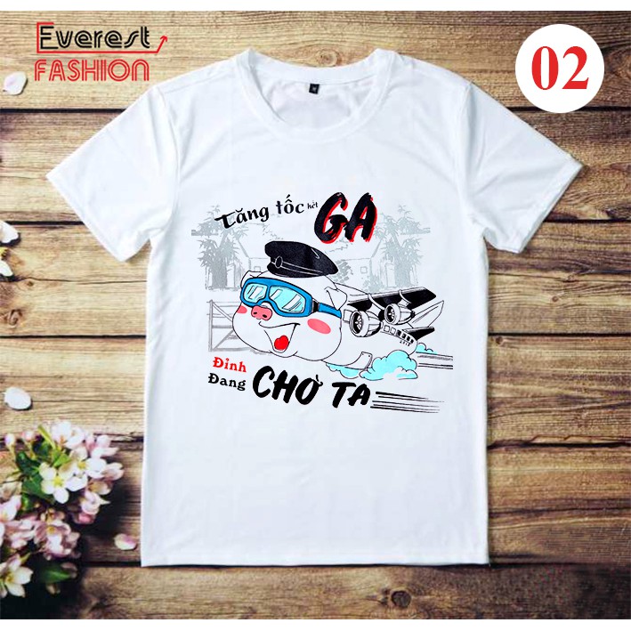 Áo Thun In Hình Con Heo Bay Siêu Kute Andromeda Ngắn Tay Cổ Tròn Cho Nam Và Nữ