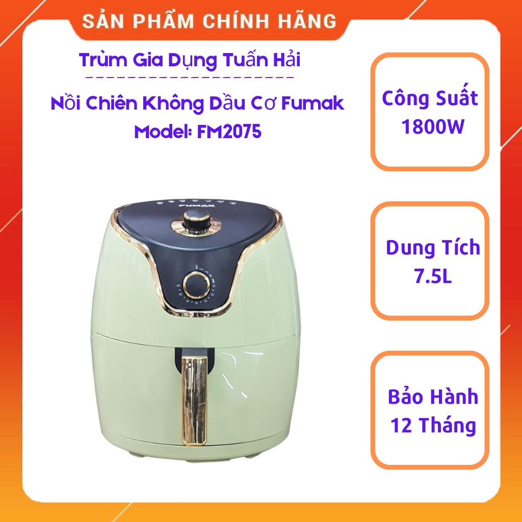 Nồi Chiên Không Dầu Fumak FM-2075 Nhật Bản, Dung Tích 7.5L