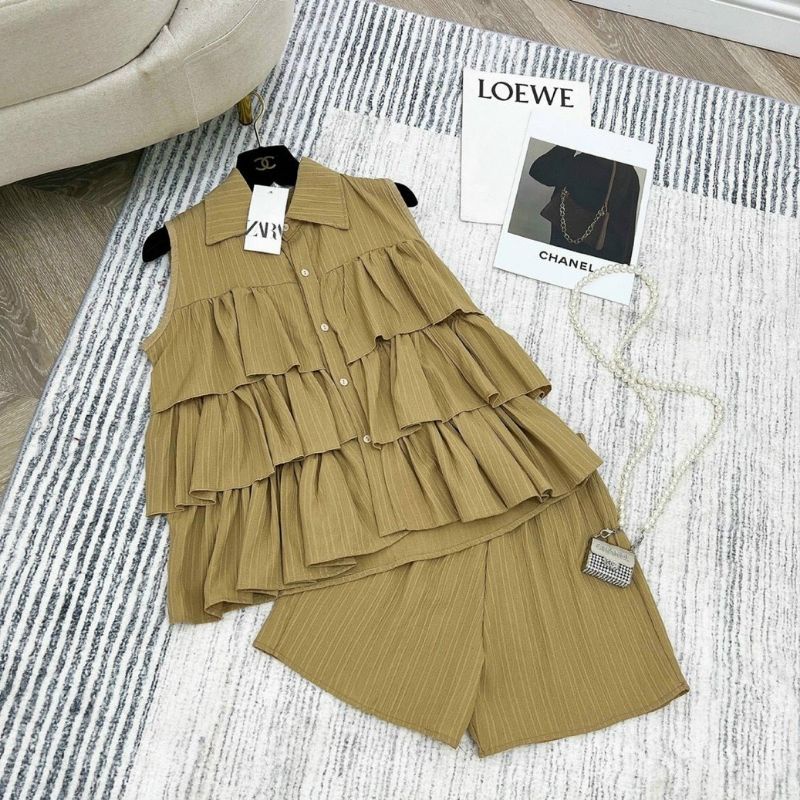 ⚡Xả lỗ⚡sét bộ sơ mi nữ sang chảnh hàng Quảng châu áo babydoll nhiều tầng tiểu thư quần ống rộng chất đẹp cao cấp