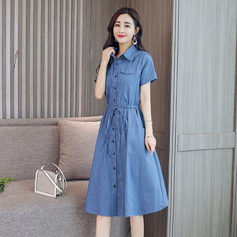 Đầm Denim Ngắn Tay Xinh Xắn Theo Phong Cách Hàn Quốc Dành Cho Nữ 2020 | BigBuy360 - bigbuy360.vn