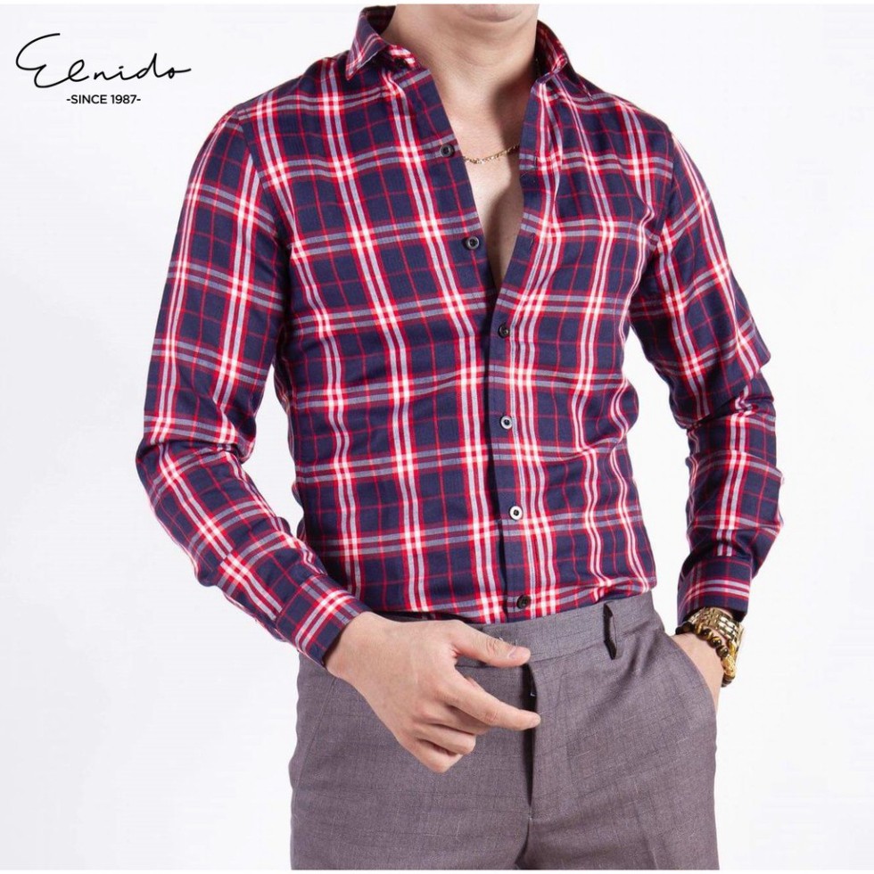 [Cao Cấp] Áo sơ mi nam cổ bẻ họa tiết kẻ phong cách thời trang Hàn Quốc JKT | BigBuy360 - bigbuy360.vn