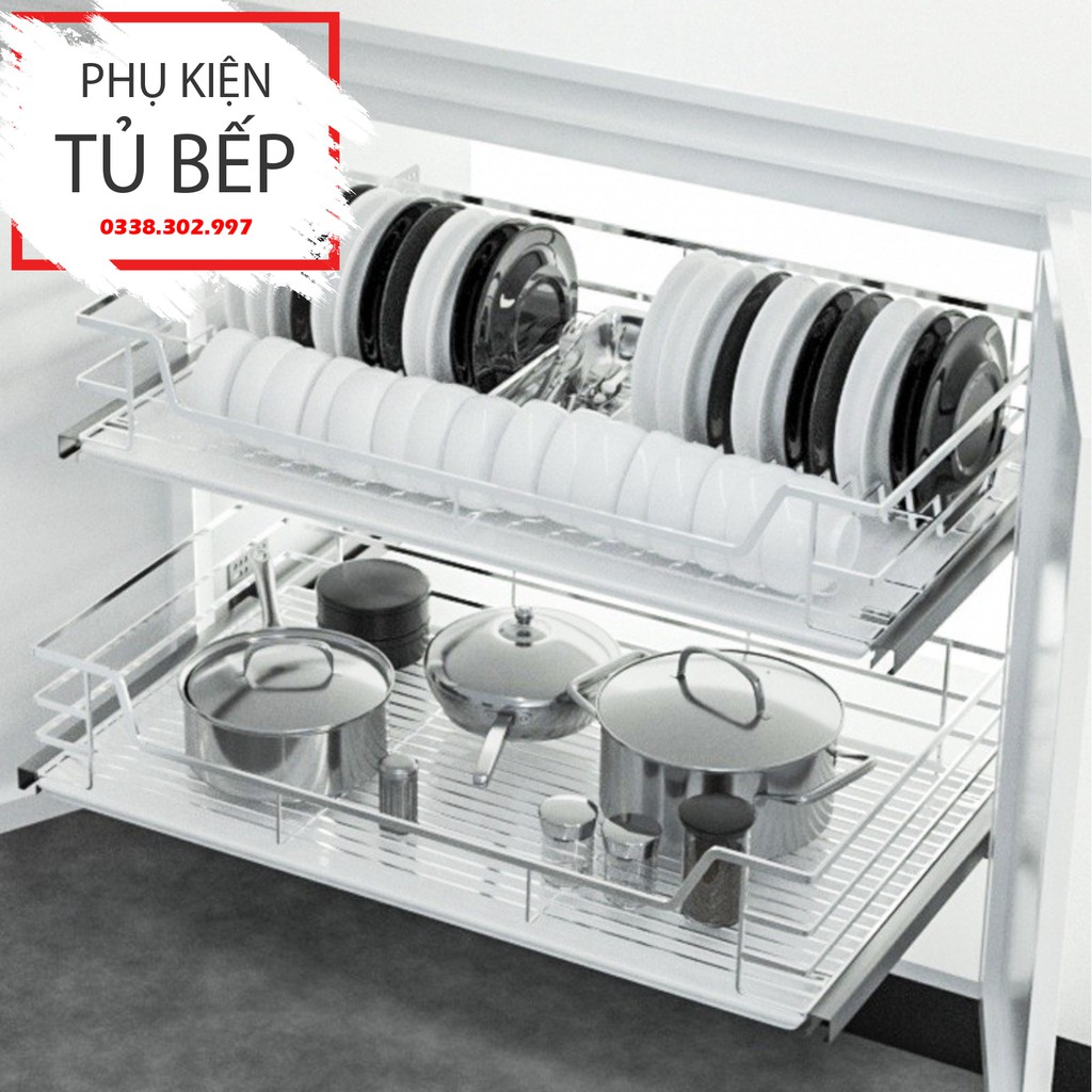 Gía úp bát đĩa tủ bếp dưới đa năng, kệ xoong nồi lắp tủ bếp inox 304 nan dẹt nhập khẩu bảo hành 5 năm