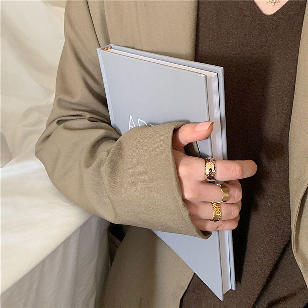 MOCHO Nhẫn Đeo Ngón Tay Bản Rộng Họa Tiết Hình Học Thời Trang Có Thể Điều Chỉnh Cho Nữ