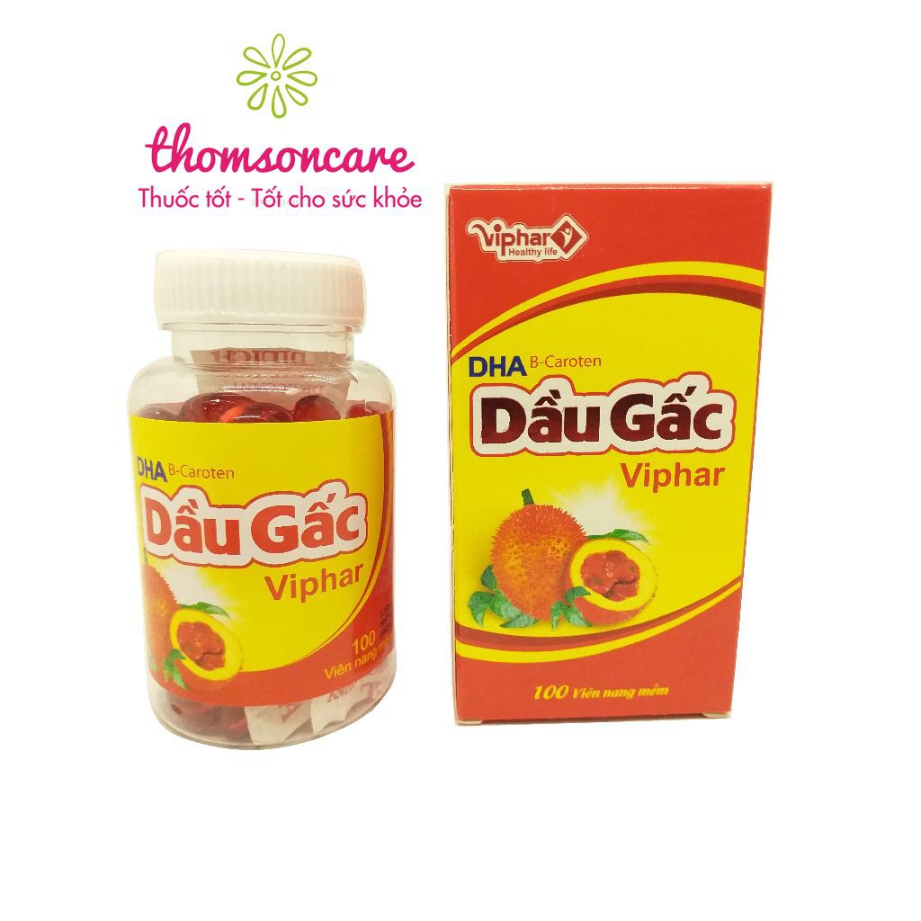 Viên uống Dầu gấc DHA Viphar - bổ sung vitamin A, cải thiện thị lực, giúp làm đẹp da - Lọ 100 viên