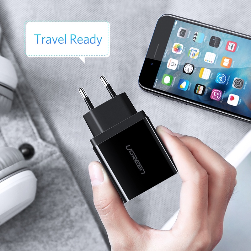 UGREEN Bộ Sạc Nhanh Ba Cổng USB Màu Xanh Lá Cho Samsung Xiaomi Redmi VIVO OPPO LG ASUS