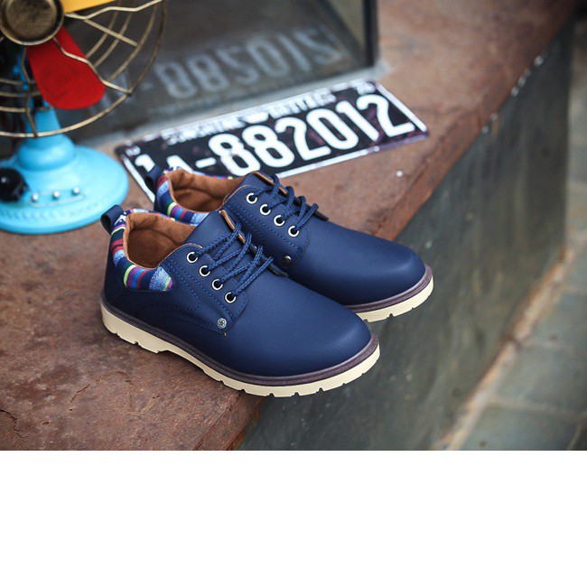 Giày Buck Lịch Lãm Gót Họa Tiết Màu Xanh Navy | BigBuy360 - bigbuy360.vn