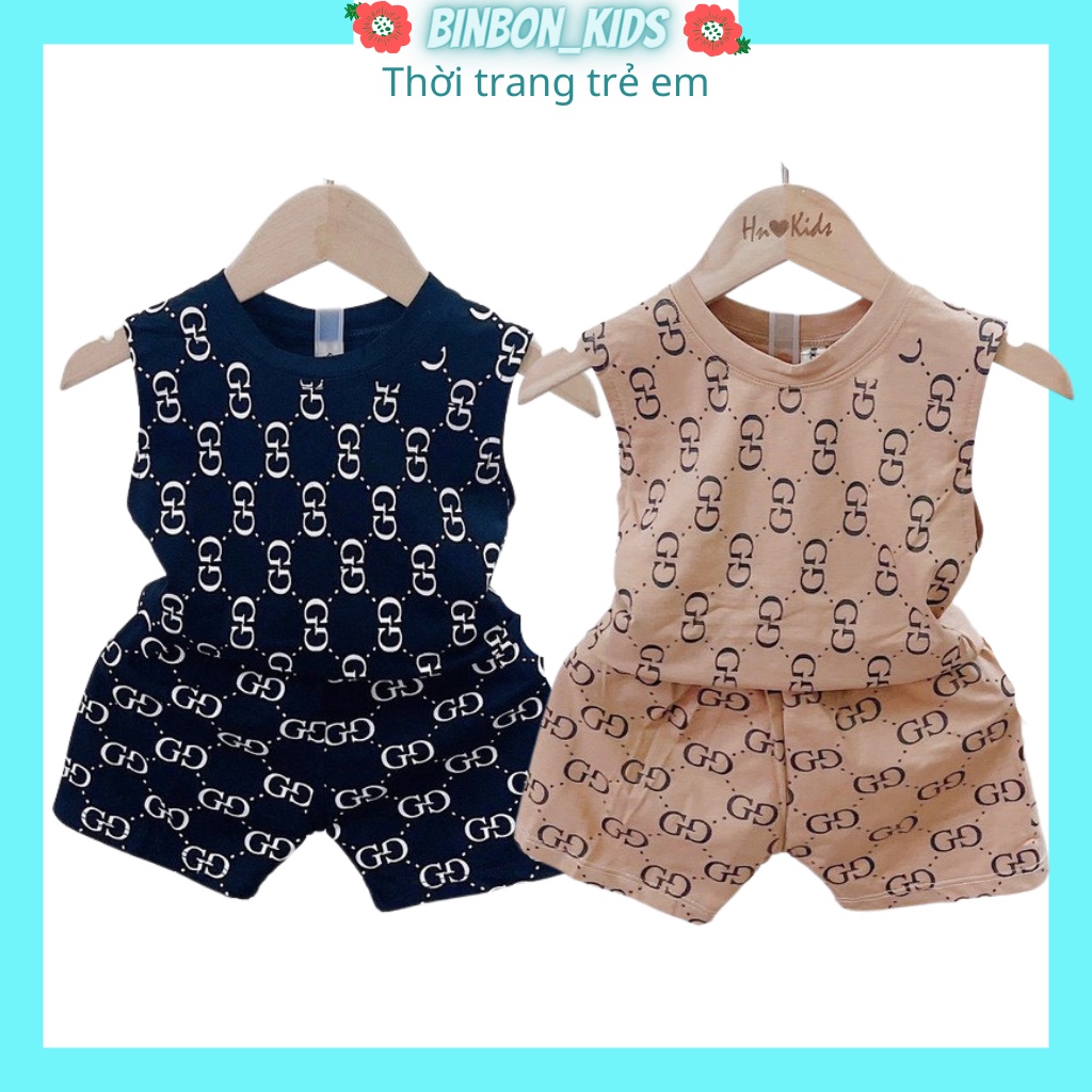 Quần áo ba lỗ cho bé.Bộ hè sát nách Guchi Cho Bé Trai Bé Gái Chát Cotton Cao Cấp GC004 BINBON KIDS
