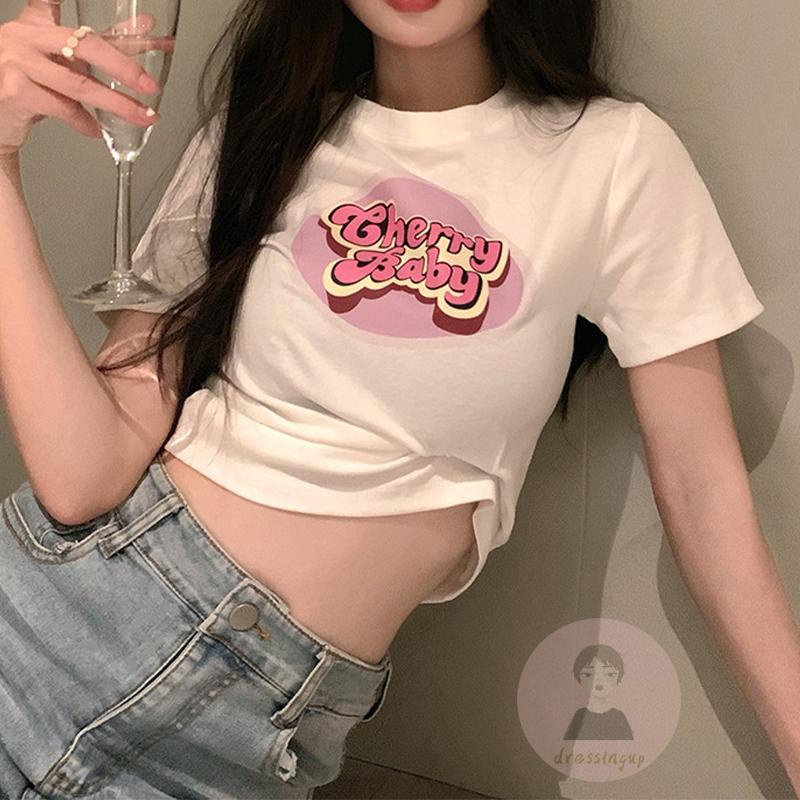 Áo Thun Ngắn Tay Cổ Tròn Thời Trang Mùa Hè Cho Nữ