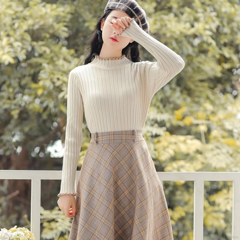 Áo len tay dài cổ cao màu trơn | BigBuy360 - bigbuy360.vn