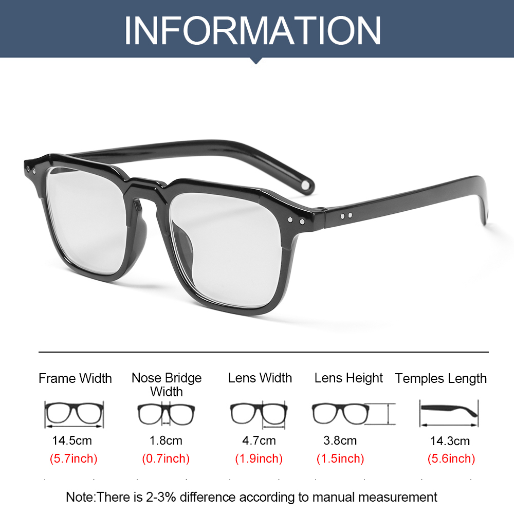 LUCKY🔆 Unisex Myopia Glasses Classic Vintage Eyeglasses Optical Eyewear Office Computer Goggles Fashion Square Frame Vision Care leopard/black/transparent