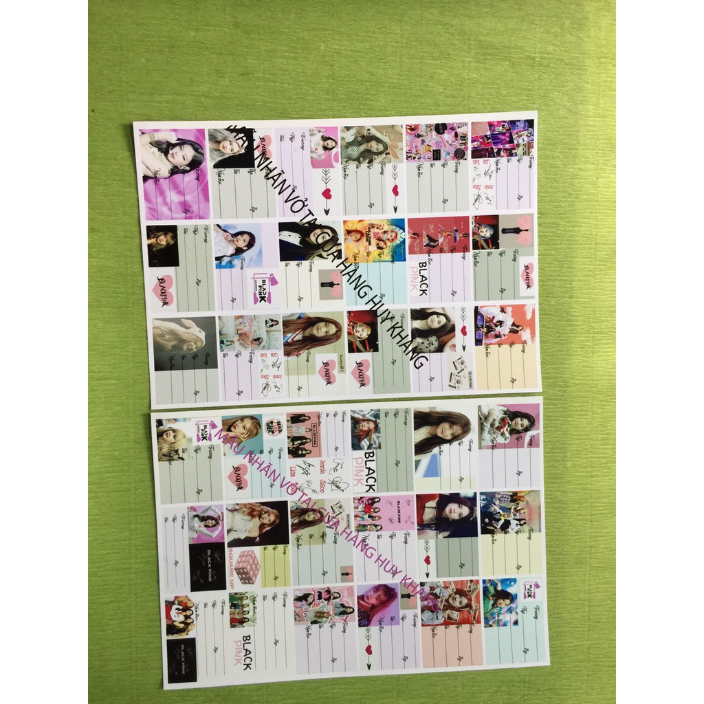 Sét 30 tờ nhãn vở Blackpink 1 tờ có 18 tem nhãn