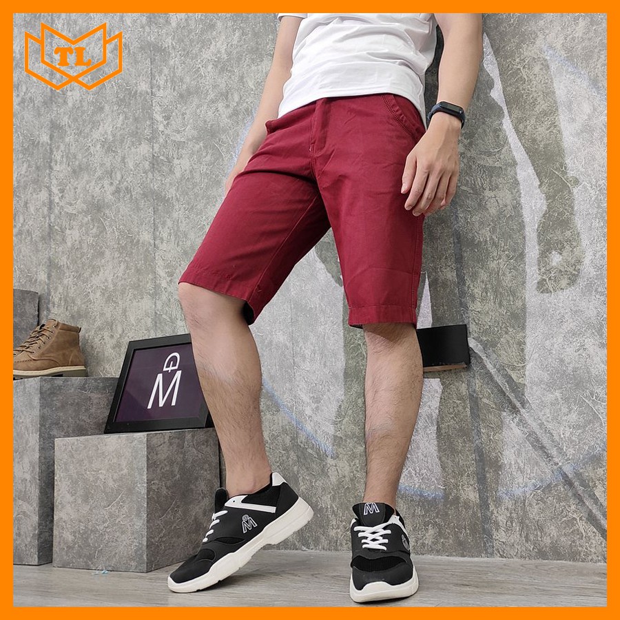 Quần short kaki màu đỏ vải bền đẹp TL131 Shop Thành Long