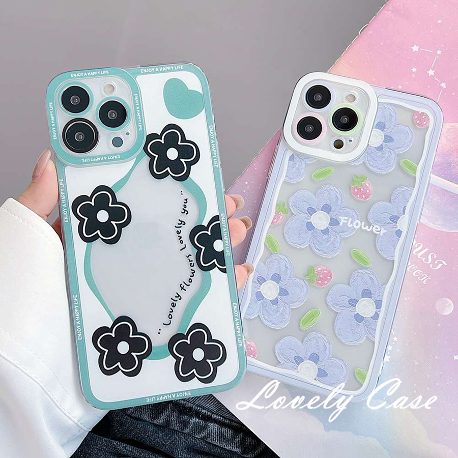 Ốp Điện Thoại Mềm Trong Suốt Họa Tiết Hoa / Kẻ Ô Cho IPhone 14 13 12 11 Pro Max X XR Xs Max 8 7 6 6s Plus SE 2020